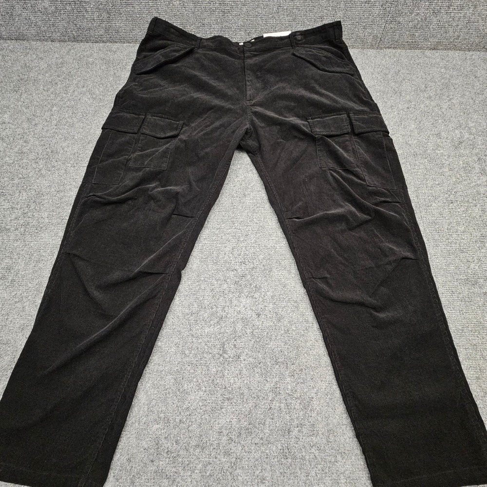 Mode‎ of One Mens Cargo Pants Corduroy Relaxed Fit Utility Black 40 NWT